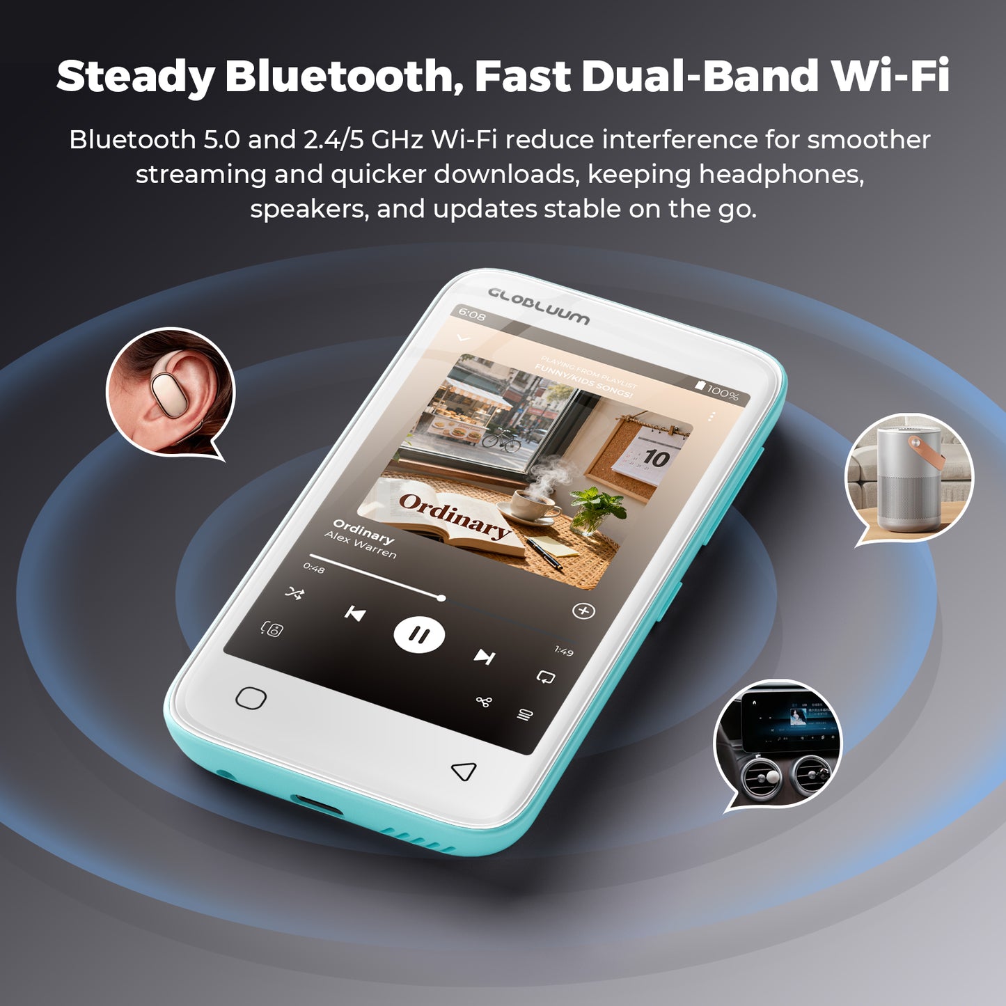 SU-9-bluetooth-5-0-dual-band-wifi-mp3-player-stable-streaming-outdoor-scene