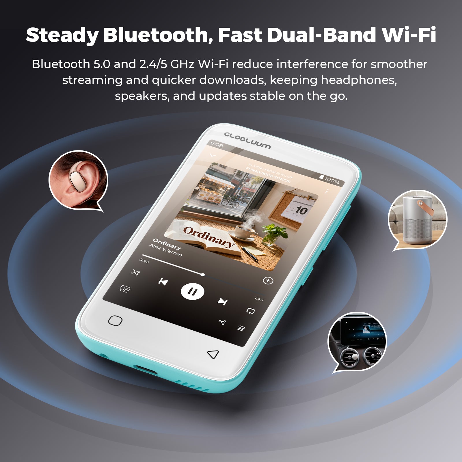 SU-9-bluetooth-5-0-dual-band-wifi-mp3-player-stable-streaming-outdoor-scene